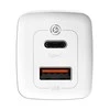 Baseus Sieninis įkroviklis GaN2 Lite 65W USB + USB-C QC4+ PD3.0 SCP FCP AFC, baltas