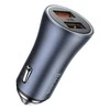 Baseus Automobilinis įkroviklis 40W 12-24V 2xUSB QC4.0 SCP FCP AFC, pilkas