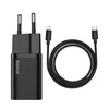 Baseus super Si Greitas įkroviklis 1C 20W su USB-C - Lightning kabeliu 1m - Juodas