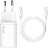 Baseus Super Si greitas įkroviklis 1C 25W su USB-C į USB-C kabeliu 1m - Baltas