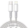 „Baseus“ didelio tankio pintas greito įkrovimo duomenų kabelis Type-C iki Lightning PD 20W 2m Baltas (Baltas)