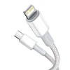 „Baseus“ didelio tankio pintas greito įkrovimo duomenų kabelis Type-C iki Lightning PD 20W 2m Baltas (Baltas)