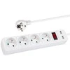 Blow PR-470WSP/USB 4 lizdų maitinimo prailgintuvas + USB su įžeminimu + jungikliu 3 m, baltas, 3x1.5 mm