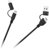 Cabletech Kabelis USB A/C kištukas - USB C/žaibo kištukas (2+2) 1m