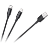 Cabletech Kabelis USB A kištukas - USB C kištukas/Lightning kištukas (2in1) 1m