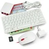 Desktop Kit oficialus rinkinys su korpusu, raudona ir balta klaviatūra ir pele Raspberry Pi 5