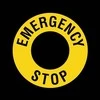 Oem Etiketė EMERGENCY STOP - 90mm - Įspėjamasis žiedas saugos mygtukui