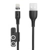 Foneng X62 Magnetic 3in1 USB į USB-C / Lightning / Micro USB kabelis, 2.4A, 1m (juodas)