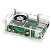 Gravlaser Raspberry Pi 4B/3B+/3B/2B dėklas, atidaromas, su ventiliatoriumi - skaidrus