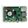 Gravlaser Raspberry Pi 4B/3B+/3B/2B dėklas, atidaromas, su ventiliatoriumi - skaidrus