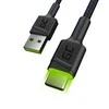 Green Cell Žalias Cell GREENCELL KABGC06 kabelis Žalias Cell Ray USB laidas - USB-C 120cm su žalias LED apšvietimu ir atrama