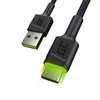 Green Cell Žalias Cell Cable Žalias Cell Ray USB-A - USB-C Žalias LED 200cm su Ultra Charge QC3.0 greito įkrovimo palaikymu