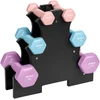 >>>HEX ketaus vinilo hantelių rinkinys 7kg su stovu (2x0.5kg + 2x1 kg + 2x2 kg), REBEL ACTIVE
