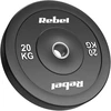 Olimpinis gumuotas svorio diskas BUMPER 20 kg, skylės skersmuo 51 mm, REBEL ACTIVE