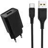 LP Nemo Įkroviklis 12W 2.4A + USB - USB-C kabelis Denmen DC01 juodos spalvos