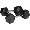 Gumuoti ketaus hanteliai HEX 2x5kg, REBEL ACTIVE