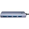 4in1 šakotuvas „Baseus UltraJoy Lite“, 15 cm, USB-A į 4x USB 3.0 + USB-C 5V (rutulinis)