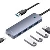 4in1 šakotuvas „Baseus UltraJoy Lite“, 15 cm, USB-A į 4x USB 3.0 + USB-C 5V (rutulinis)