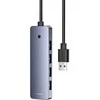 Hub 4in1 Baseus UltraJoy Lite 50cm USB-A iki 4x USB 3.0 + USB-C 5V (pilka)