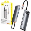 Hub 7in1 Baseus Gleam USB-C iki 1x HDMI4K 60Hz + 3x USB3.0 + 1x PD + 1x SD/TF – pilkas