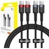 Kabelis Baseus Cafule USB-C į USB-C 100W, 1m, 2 vnt (raudona juoda, pilka juoda)