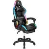 Kruger & Matz GX-150 žaidimų kėdė, juoda, LED, 7 taškų masažas