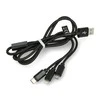 Maxlife Nylon 3in1 USB laidas A tipas - microUSB + Lightning + USB tipas C - juodas - 1m