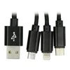 Maxlife Nylon 3in1 USB laidas A tipas - microUSB + Lightning + USB tipas C - juodas - 1m