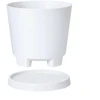 Oliz 19.5 cm baltas plastikinis gėlių vazonas su drenažo skylėmis ir