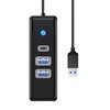 Orico Hub adapteris USB prie 2x USB 3.0 + USB-C, 5 Gbps, 0.15 m (juodas)