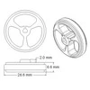 Oem Pololu ratai 32x7mm juodi - 2 vienetai