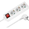 Przedłużacz Prailgintuvas, 3 lizdai, 1,5 m, vokiško tipo, su jungikliu (3x1,0 mm), Rebel baltas