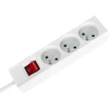 Przedłużacz Prailgintuvas, 3 lizdai, 2 m, prancūziško tipo, su jungikliu (3x1,5 mm), Rebel baltas