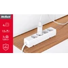 Przedłużacz Prailgintuvas 4 lizdai 1,5 m prancūziško tipo be jungiklio (3x1,0 mm) Rebel, baltas