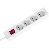 Przedłużacz Prailgintuvas, 4 lizdai, 3 m, prancūziško tipo, su jungikliu (3x1,5 mm), Rebel baltas