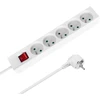 Przedłużacz Prailgintuvas, 5 lizdų, 2 m, prancūziško tipo, su jungikliu (3x1,5 mm), „Rebel“ baltas