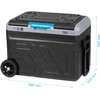 Profesionalus TEESA kompresorinis kelioninis šaldytuvas su šaldymo funkcija, 50 l DC12/24 AC 230V, dideli ratukai ir tvirta rankena, Bluetooth, maitinimas baterijomis