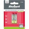 REBEL AAA baterijos, 400 mAh, ličio jonų, 1.5 V, 2 vnt./bl, R3, C tipo lizdas
