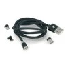 Rebel Magnetinis USB kabelis 3in1 microUSB USB C Lightning 1m Juodas