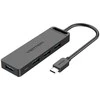 Vention Ventiliacija iš USB-C į USB3.0 x 4 šakotuvą su maitinimo šaltiniu Juodas 0,15 m