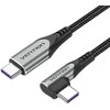 Vention Ventiliacijos TAKHF USB-C į USB-C 5A kampinis kabelis (pilkas)
