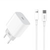 XO L77 sieninis įkroviklis, USB-C + USB-C prie Lightning kabelis (baltas)