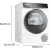 Bosch WQB246DLSN Serija 8, Džiovyklė su šilumos siurbliu, 9kg