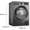 „Bosch“ džiovyklė su šilumos siurbliu | WQG245DXSN | Energijos vartojimo efektyvumo klasė C | Priekinis pakraunamas | 9kg | Kondensacija | LCD | Gylis 61,3 cm | Pilkas
