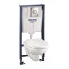 WC komplektas Grohe Bau Ceramic: potinkinis rėmas + Grohe Bau WC + mygtukas + lėtaeigis dangtis (4in1)