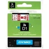 Juostelė DYMO D1 12mm x 7m, vinilinė, raudona ant balto / S0720550 45015