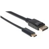Intracom MANHATTAN USB-C į DisplayPort adapterio kabelis 1m konvertuoja DP Alt režimo signalą į 4K DP išvestį 1 m 3 pėdos Juodas