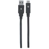 „Intracom MANHATTAN USB 3.1 Gen 1“ įrenginio kabelis 2 m A tipo kištukas iki C tipo kištukas 5 Gbps Juodas