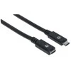 Intracom MANHATTAN SuperSpeed+ USB-C ilgintuvas 0,5 m USB 3.1 Gen 2 Type-C Vyriškas ir Type-C Moteriškas 10 Gbps 5 A 50 cm 1,5 pėdos Juodas