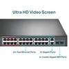 Šakotuvas TP-LINK 26 prievadų 10/100Mbps PoE+ jungiklis 24 10/100Mbps PoE+ prievadai 2 Gigabit RJ45 prievadai 2 Combo SFP lizdai 802.3at/af 250W PoE